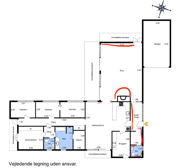 Fuldpudsning af ca. 50 kvm murstensvæg - inde.