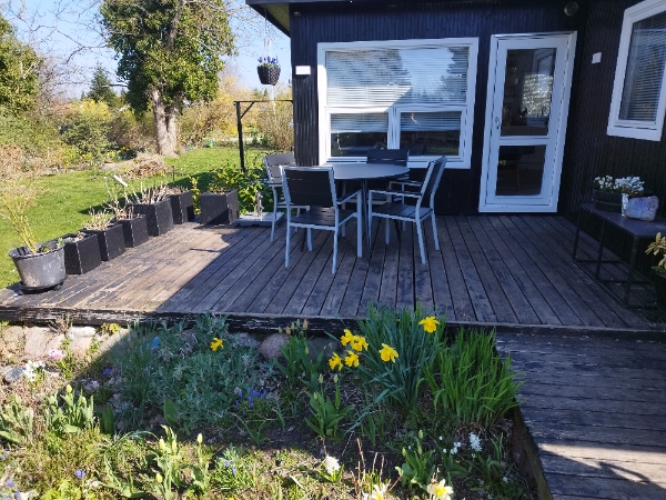 Terrasse i Douglas - 35 m2 - måske 42 med lille forlængelse to steder