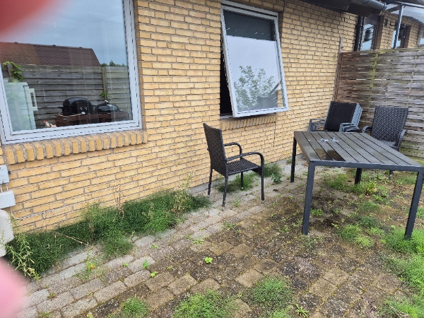 Fjerne ukrudt I bede,på terrassen foran huset og på terrasse bag huset. Ca 25kvm