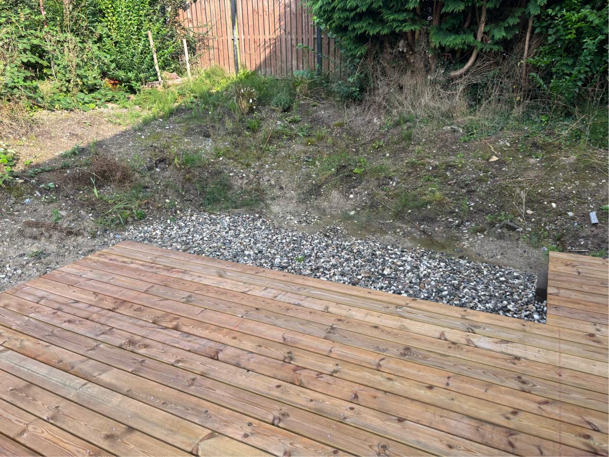 Der skal anlægges terræn ved nyopført sommerhus.