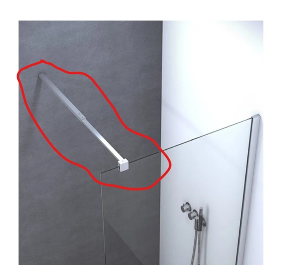 Montering af støttestang (vægmontage) til brusevæg af glas (på badeværelse)