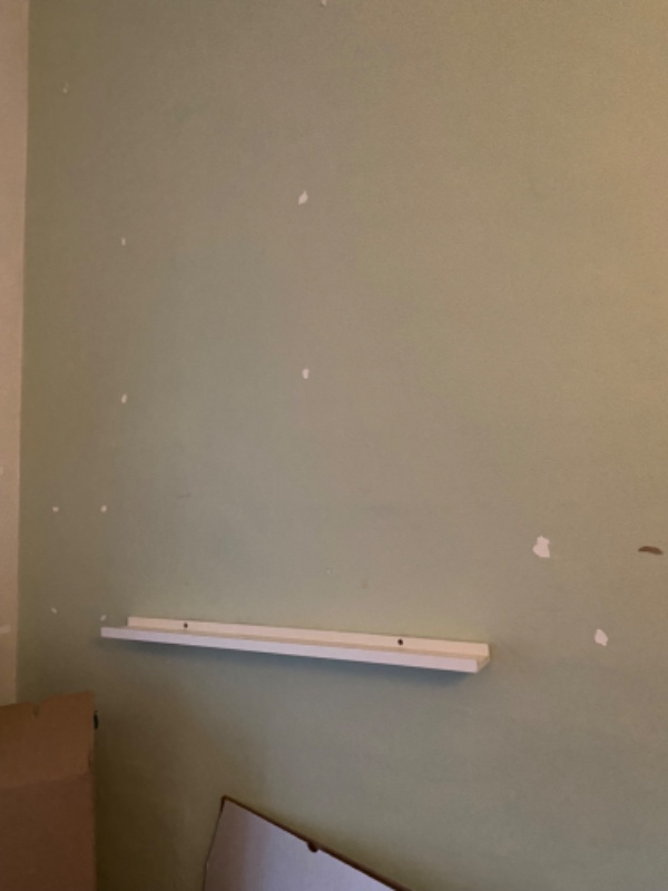 Nedtage hylder, spartle og male høj væg