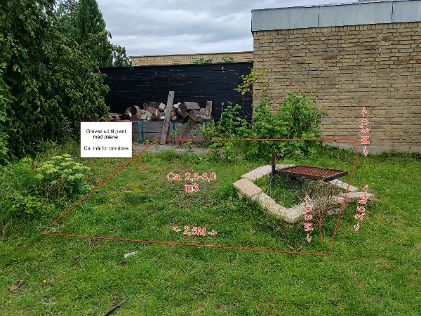 Hjælp med minigraver og trailer til opgravning af 3 m3 jord mv.