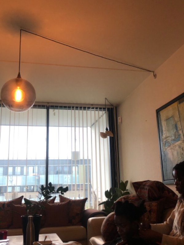 Ophæng af loftslamper + gardiner