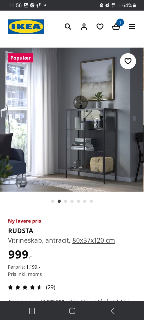 Samling af Ikea-vitrineskab