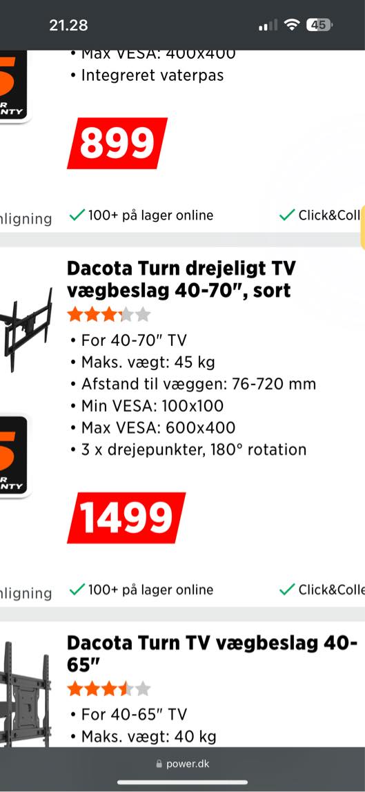 Hæng TV op med beslag