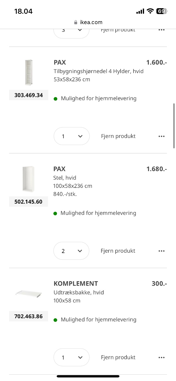 Samling af møbler