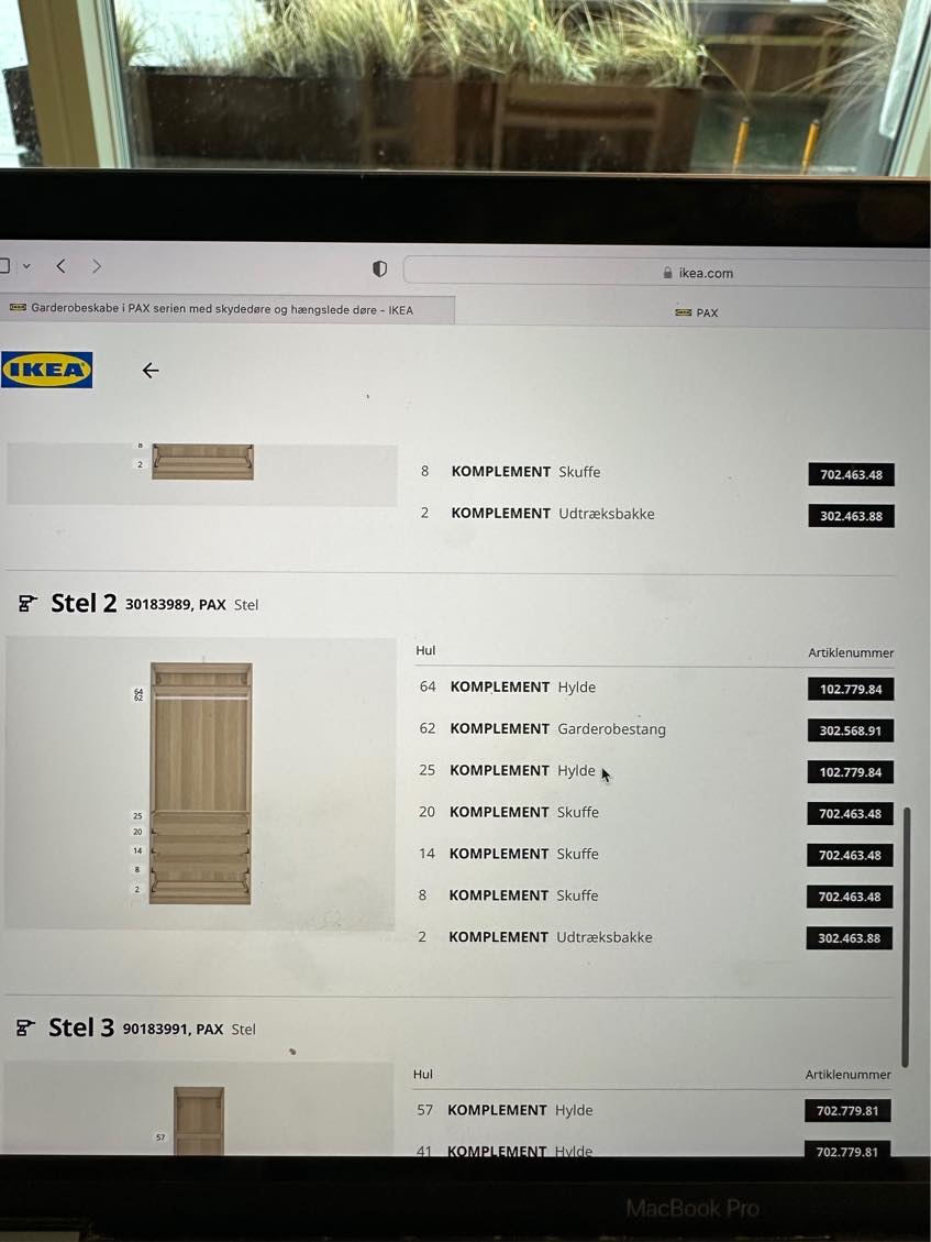 Samling af Ikea Pax