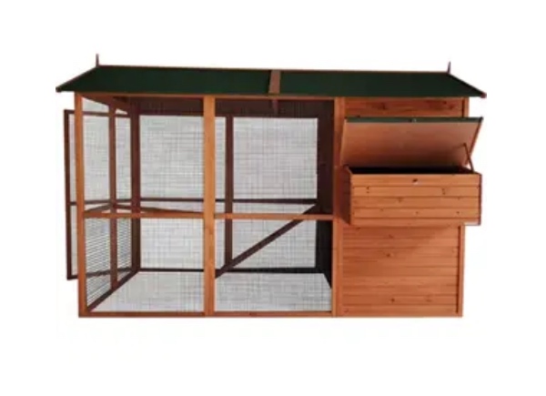 Samlet et kaninbur med løbegård