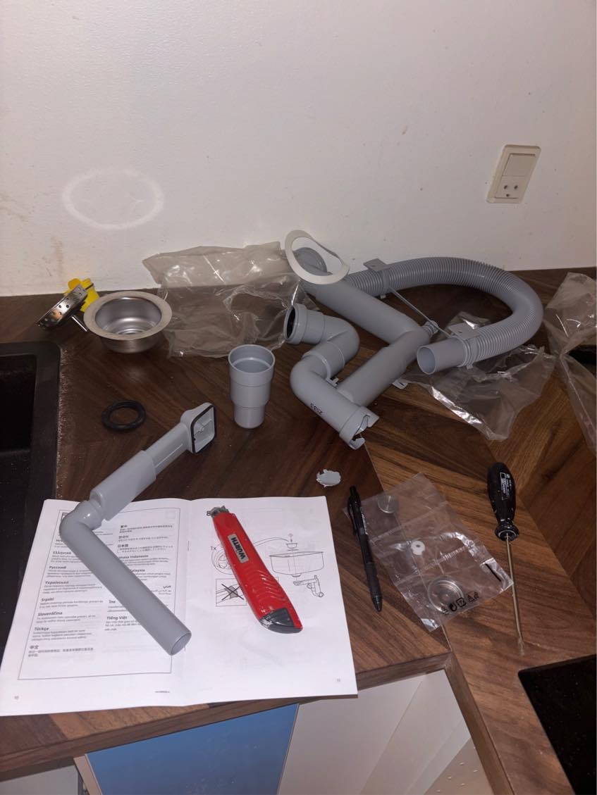 Tilslut nyt rør til køkkenvask