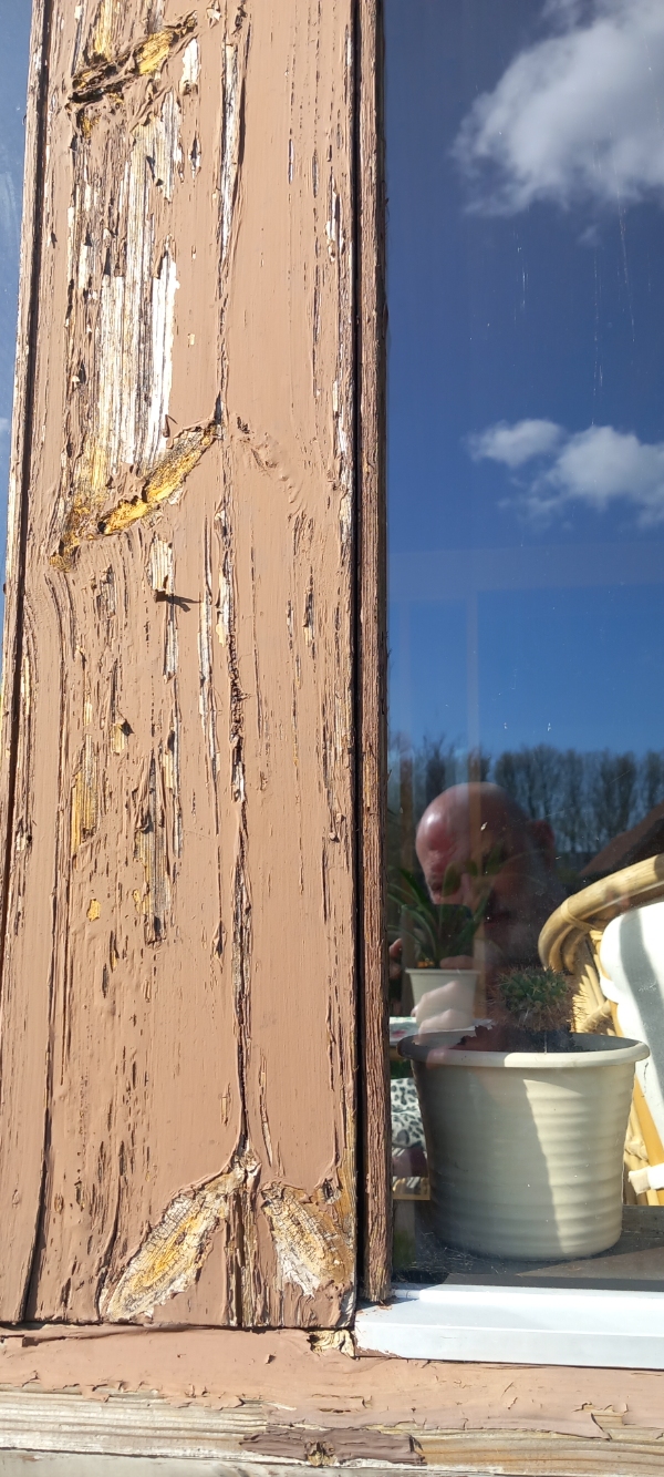 Træværket på udestuen skal slibes og males