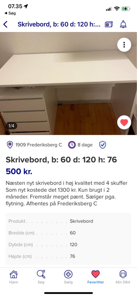 Hjælp til at hentet et skrivebord på FRB C- vodroffs tværgade 3- der R elevator-  bordet R samlet og str 60 x 120-