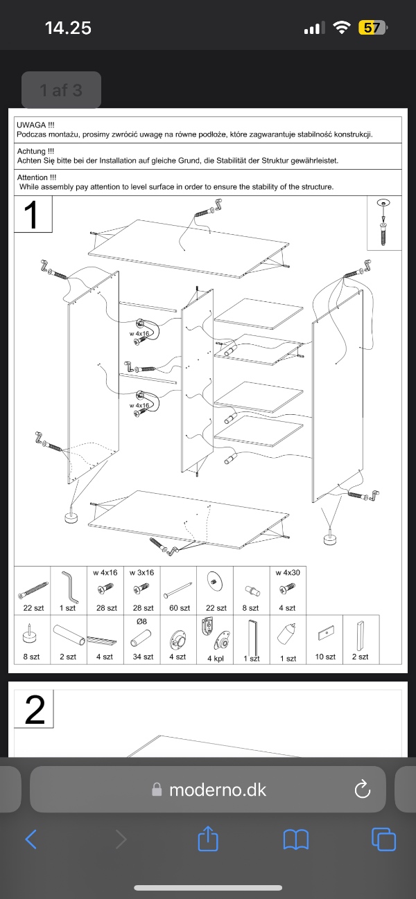 Samling af garderobeskab