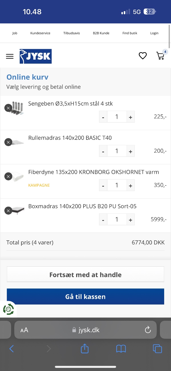 Hjælp til afhentning af seng ved jysk