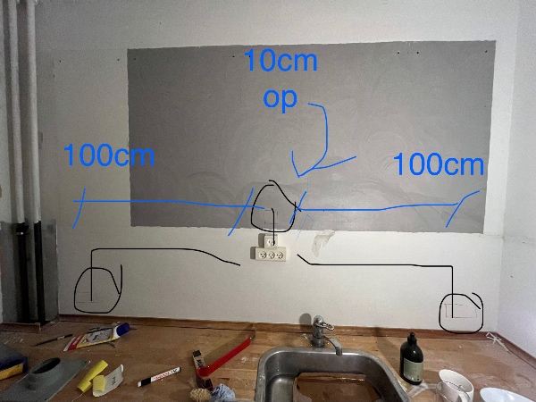 Flytning af 5 elkontakter inkl. rille og kabelføring