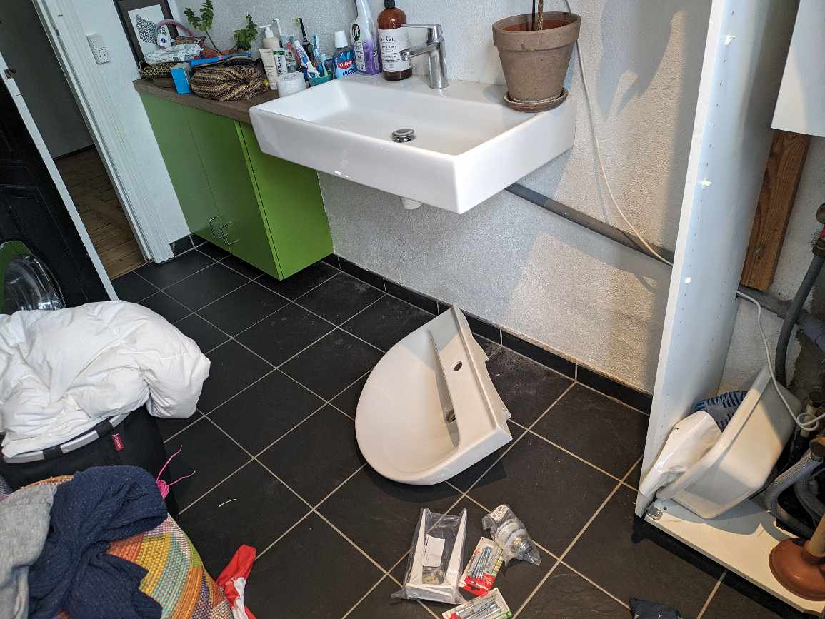 Fjerne vask + sætte ny vask op