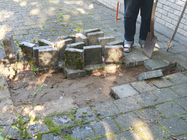 Gen-placering og let nivellering af flisesten