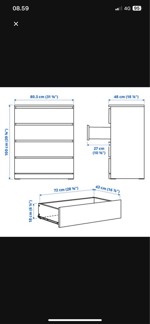 Nedbæring, transport og opbæring af kommode