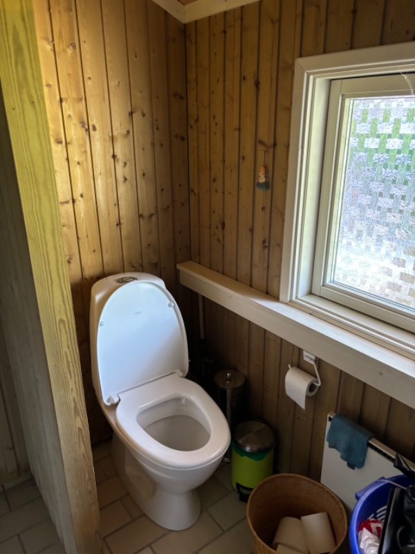 Maling af lille badeværelse i træ