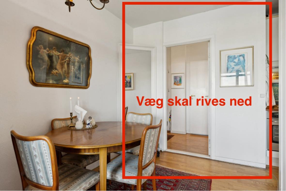 Nedrivning af vægge og bortskaffelse af byggeaffald