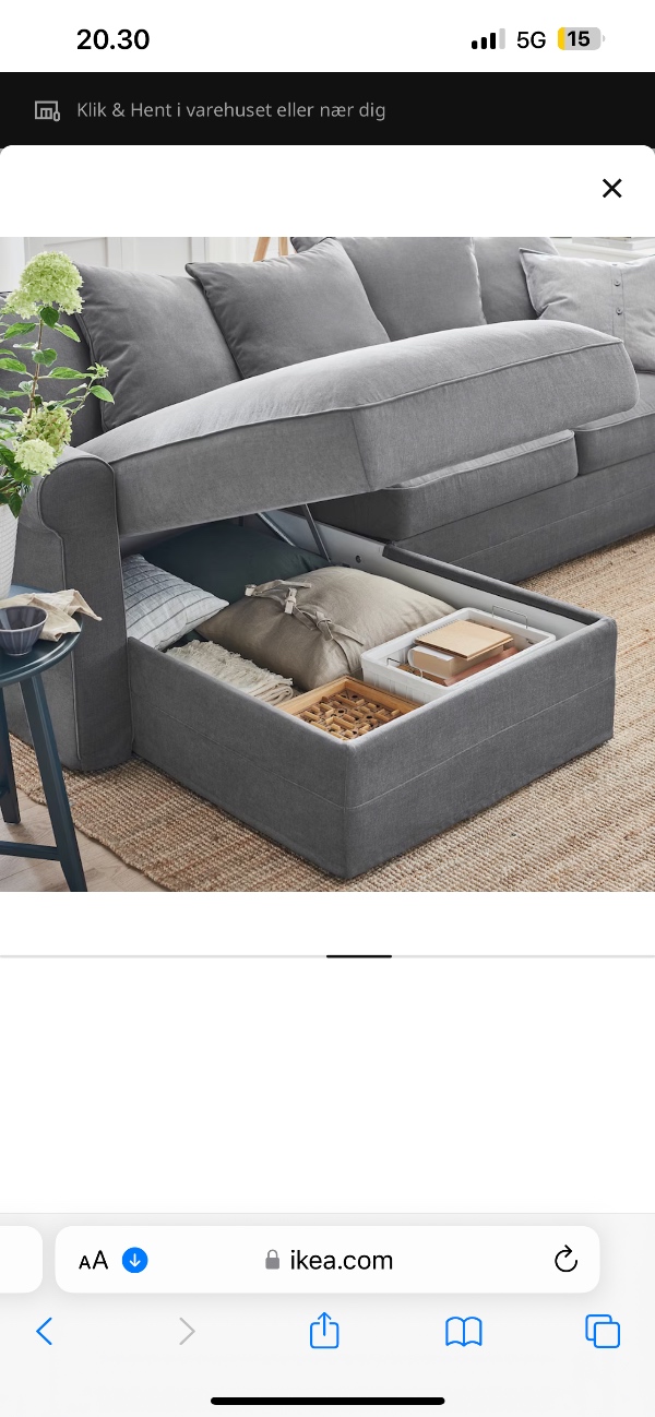Opbevaringsseng fra Jysk og opbevaringssofa fra Ikea