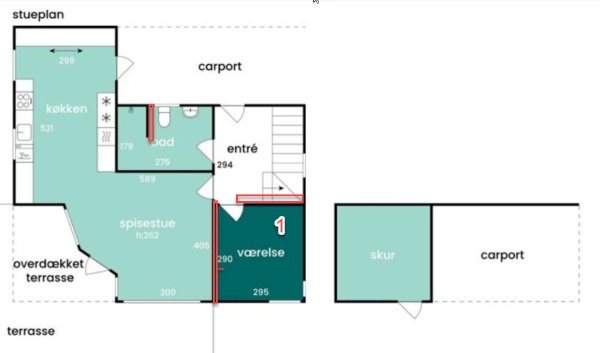 Male et hus indvendigt