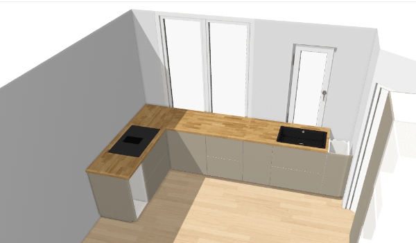 Skæring og Planlimning af vask og kogeplade i træbordplade