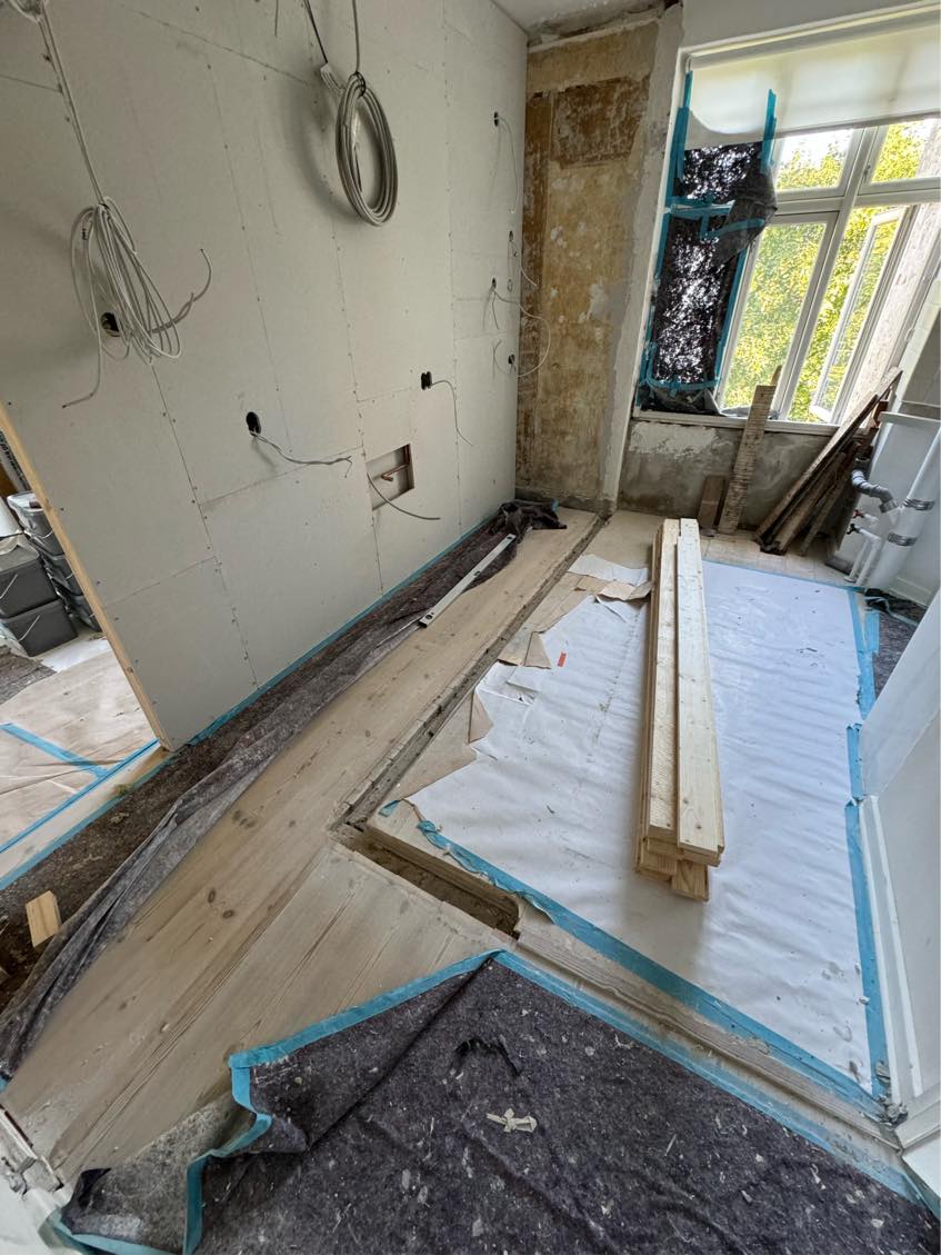 Reperation af gulv efter nedrivning af væg