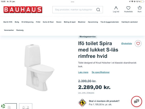 Monterer ifø toilet