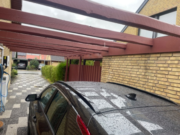 Opsætning af trapetz tag til carport