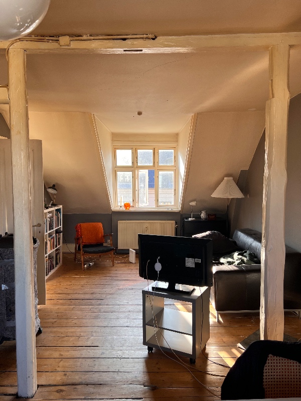 fjernet væg mellem bærende lægter på femte sal