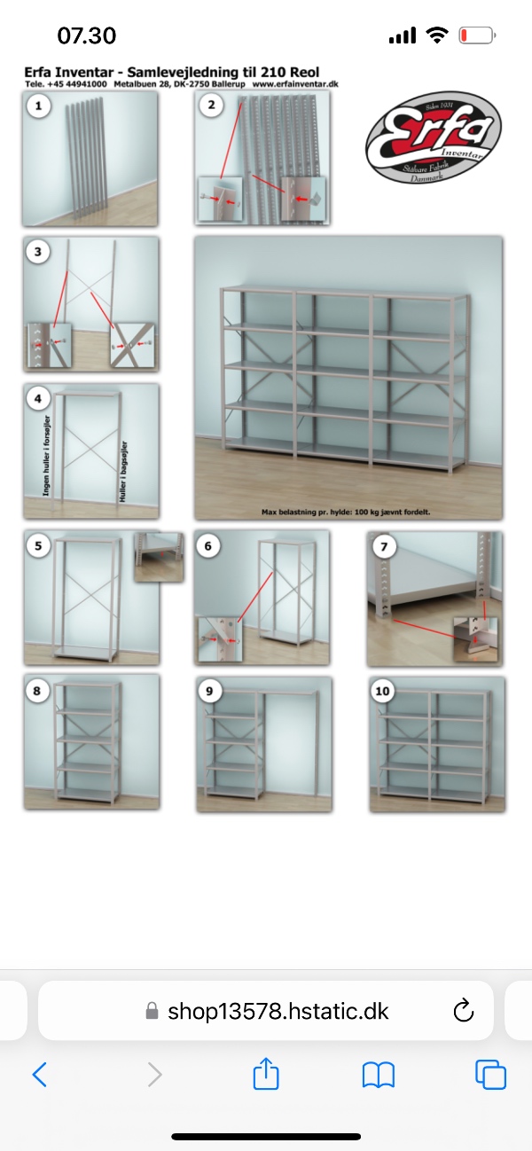 Samlet 5 erfa stålreoler