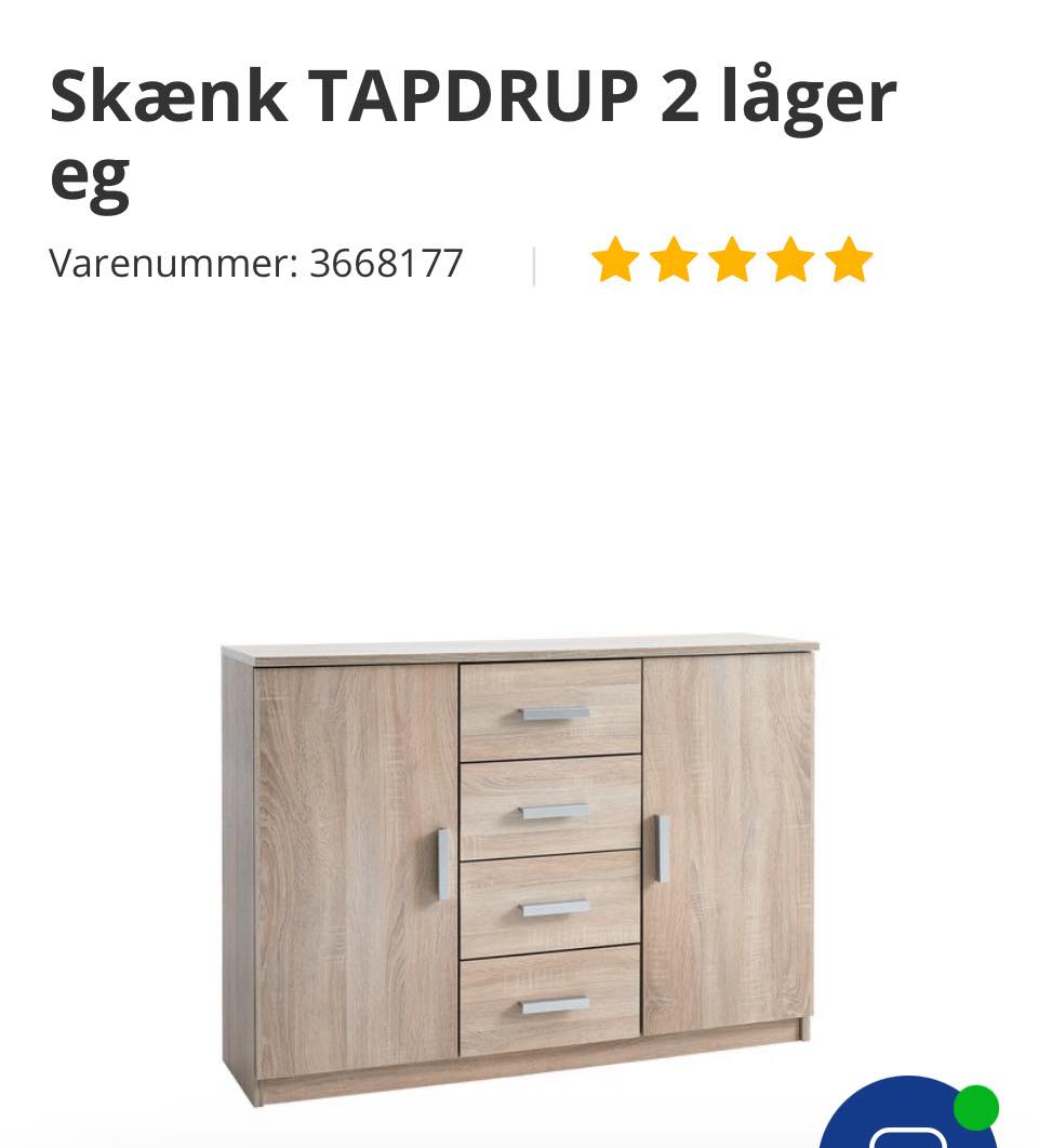 samling af klædeskab, kommode, skænk, ben på boxmadras