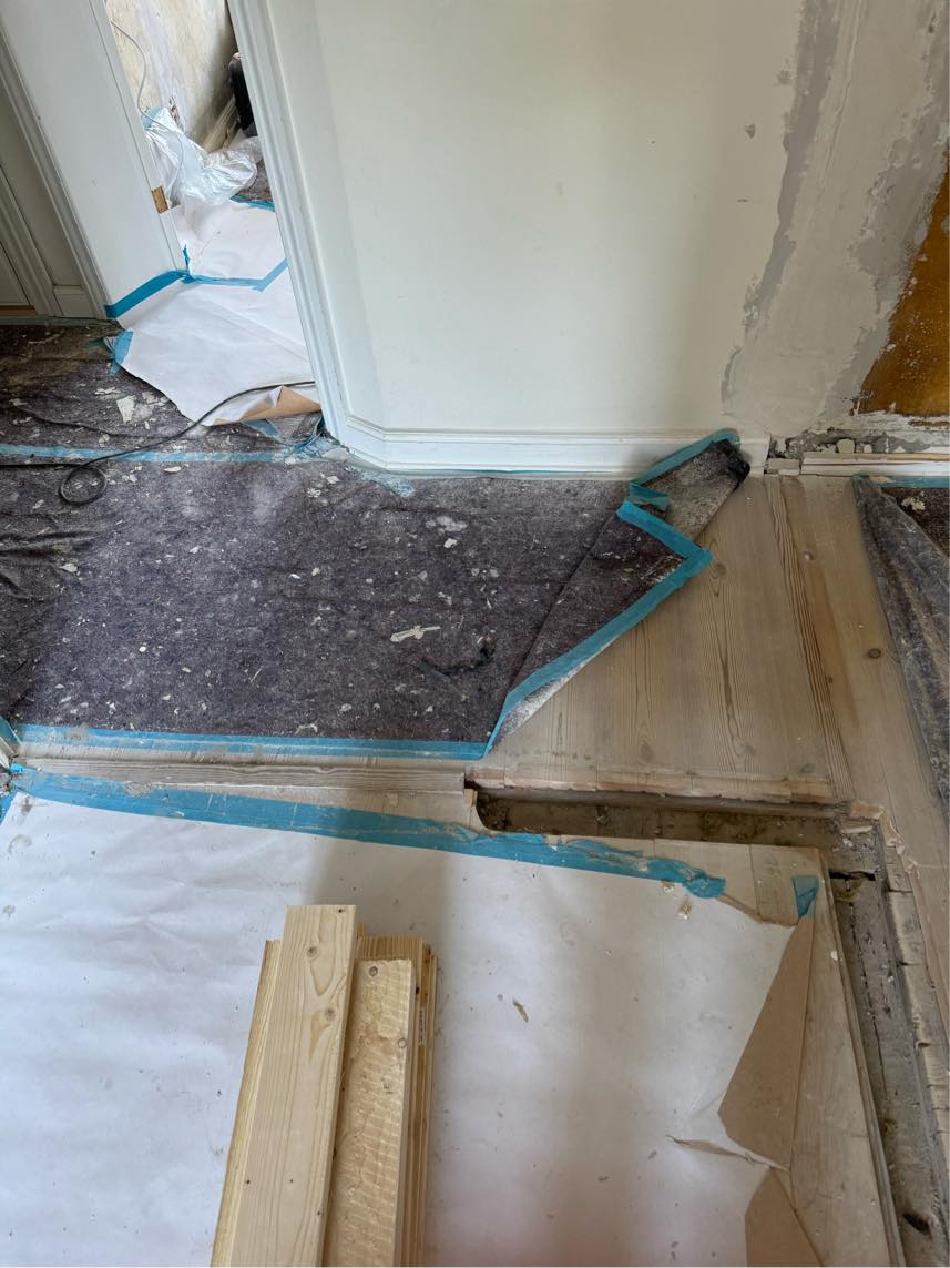 Reperation af gulv efter nedrivning af væg