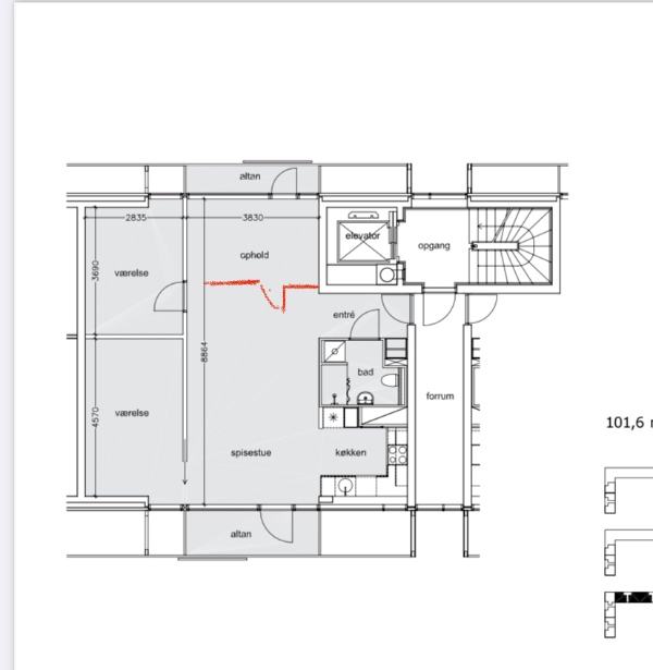 Opsætning af et gipsvæg i stuen