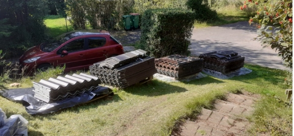 afhentet 4 eur paller med eternit plader fra 96 dvs uden asbest