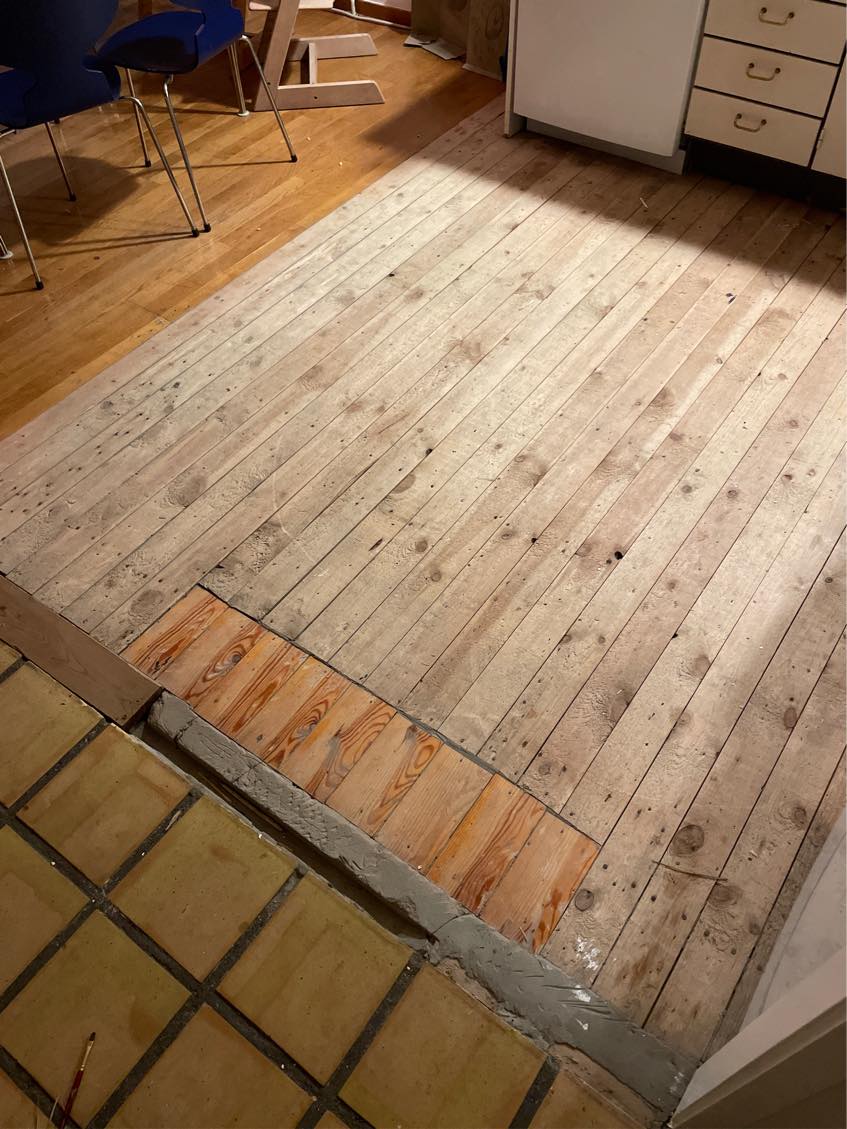 Nyt parketgulv i køkken