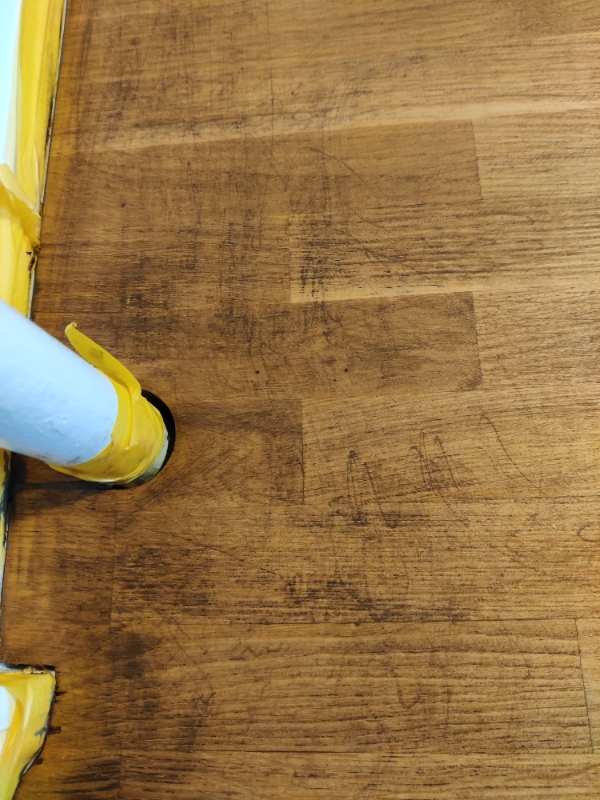 Afslibning og oliering af bordplade + tilskæring og påsætning af kantlister