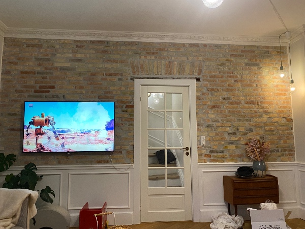 Rå murstensvæg køkken