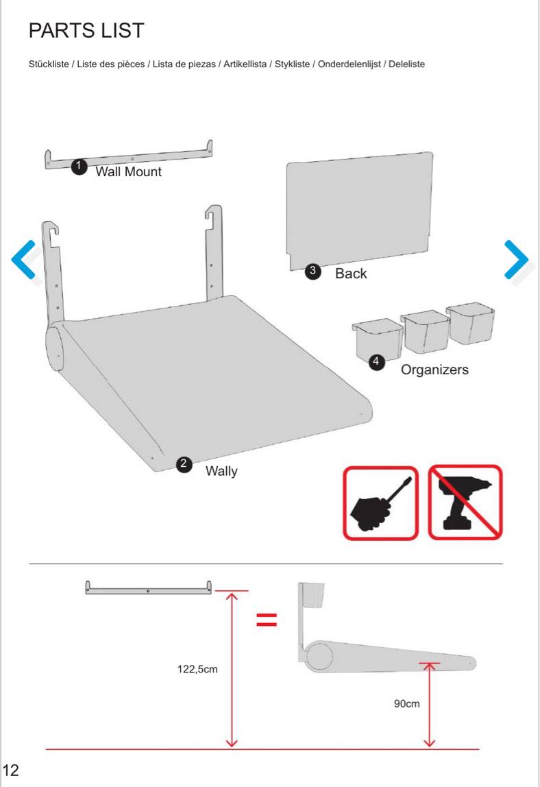 Væghængt puslebord