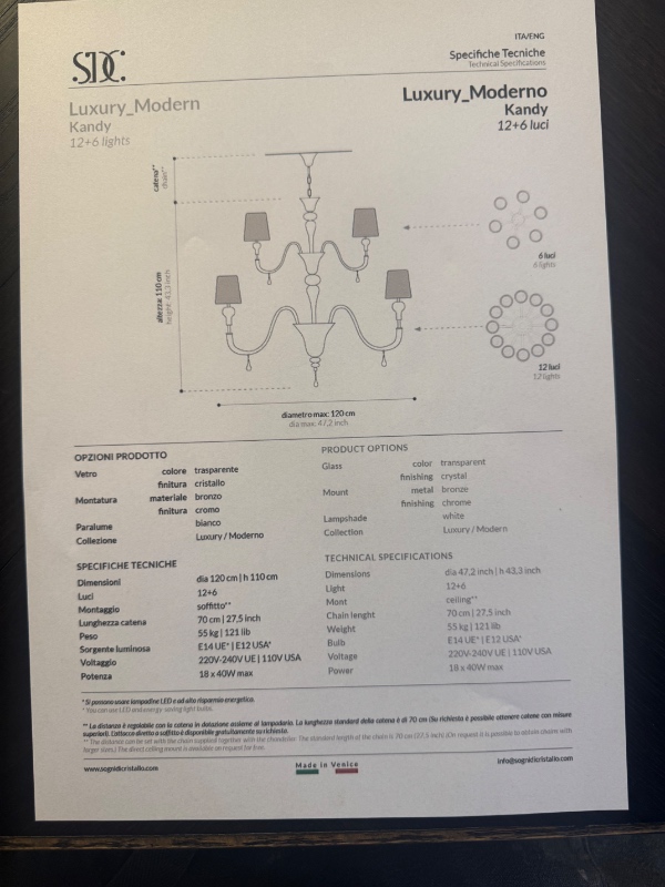Nedtagning af lysekrone fra 1. Sal trapperepos